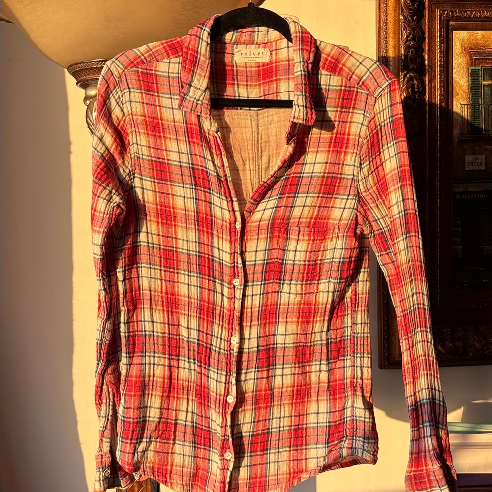 Velvet long sleeve button up shirt